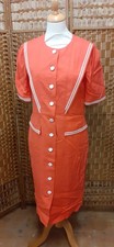 Vintage 1980s Fink Modell Dress Size 10 Pimento Red White Trim Charity Sale