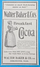 Antique 1898 Magazine Ad WALTER BAKER & CO Breakfast Cocoa Dorchester Mass
