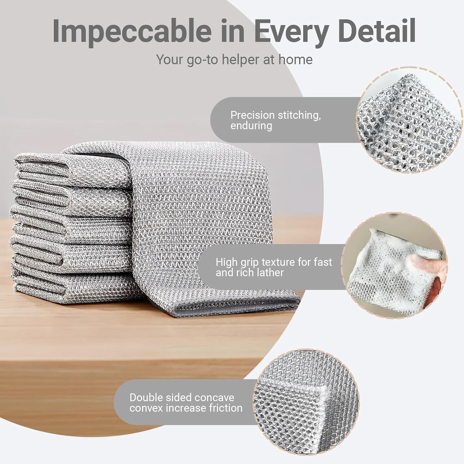 Non-Scratch Wire Dish Cloth, 10PCS Single Layer Multipurpose Wire Dishwashing Ra