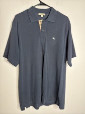 Burberry London Classic Black Pique Knit Nova Check Polo Shirt Size M Medium EUC