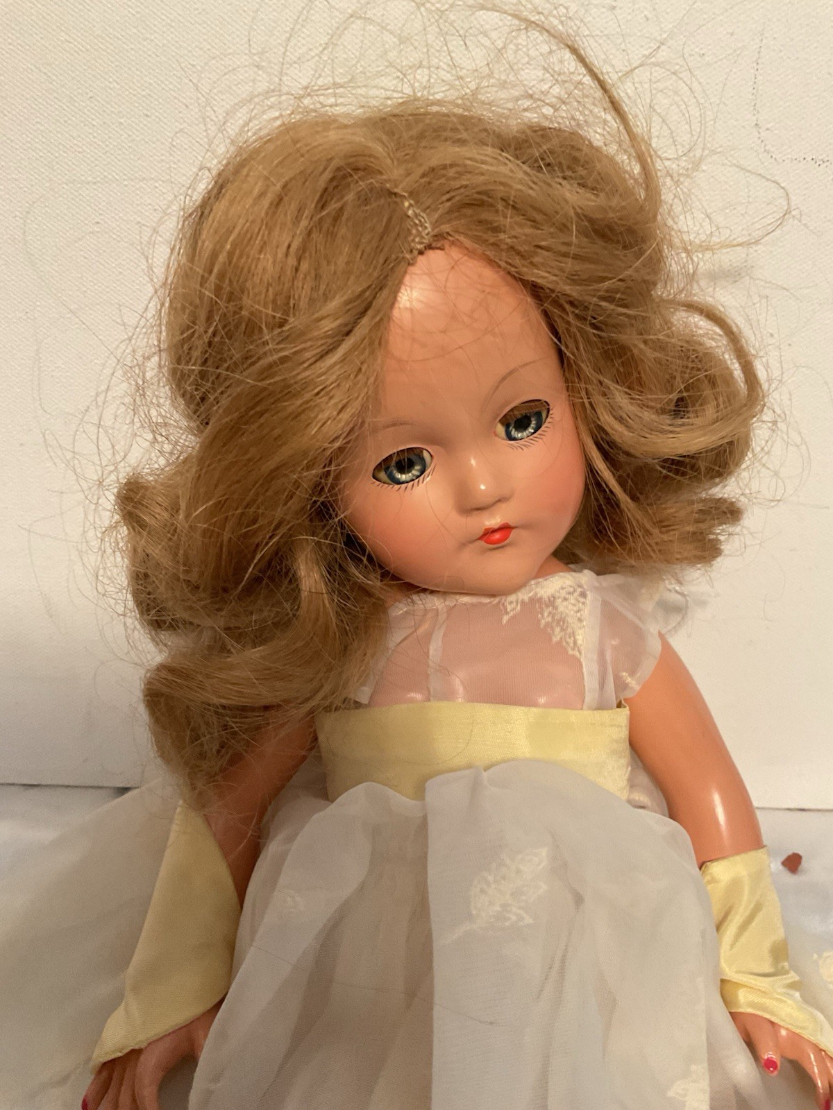 Vintage Effanbee Anne Shirley Doll 15” Blue Sleep Eyes Blonde