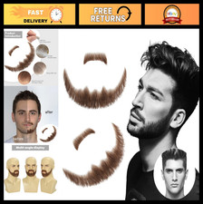 Realistic Fake Beard  Mustache Set - Soft Lace, Thick, Handmade, Adult Costume