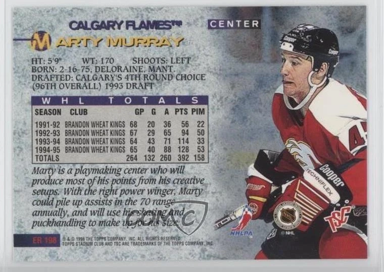 1995-96 Topps Stadium Club Missing Foil Marty Murray #ER198 - Image 2 of 2