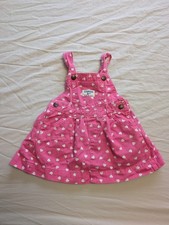VALENTINE's Oshkosh Vestbak Overall Dress 18 Mo Pink White Hearts 100 Cotton