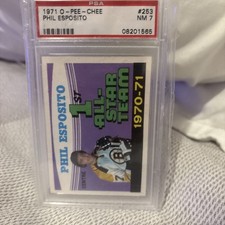 1971 O PEE CHEE OPC PHIL ESPOSITO AS HOCKEY CARD #253 **PHENOMENAL** PSA 7
