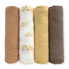 SwaddleDesigns Cotton Muslin Swaddle 46 x 46 inch, Watercolor Sunny Days