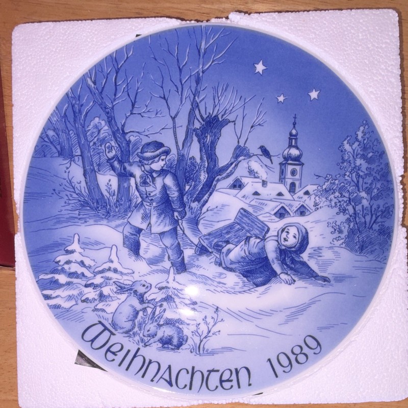 Bareuther 1989 Sleigh Ride Christmas Limited Edition Porcelain Plate Bavaria
