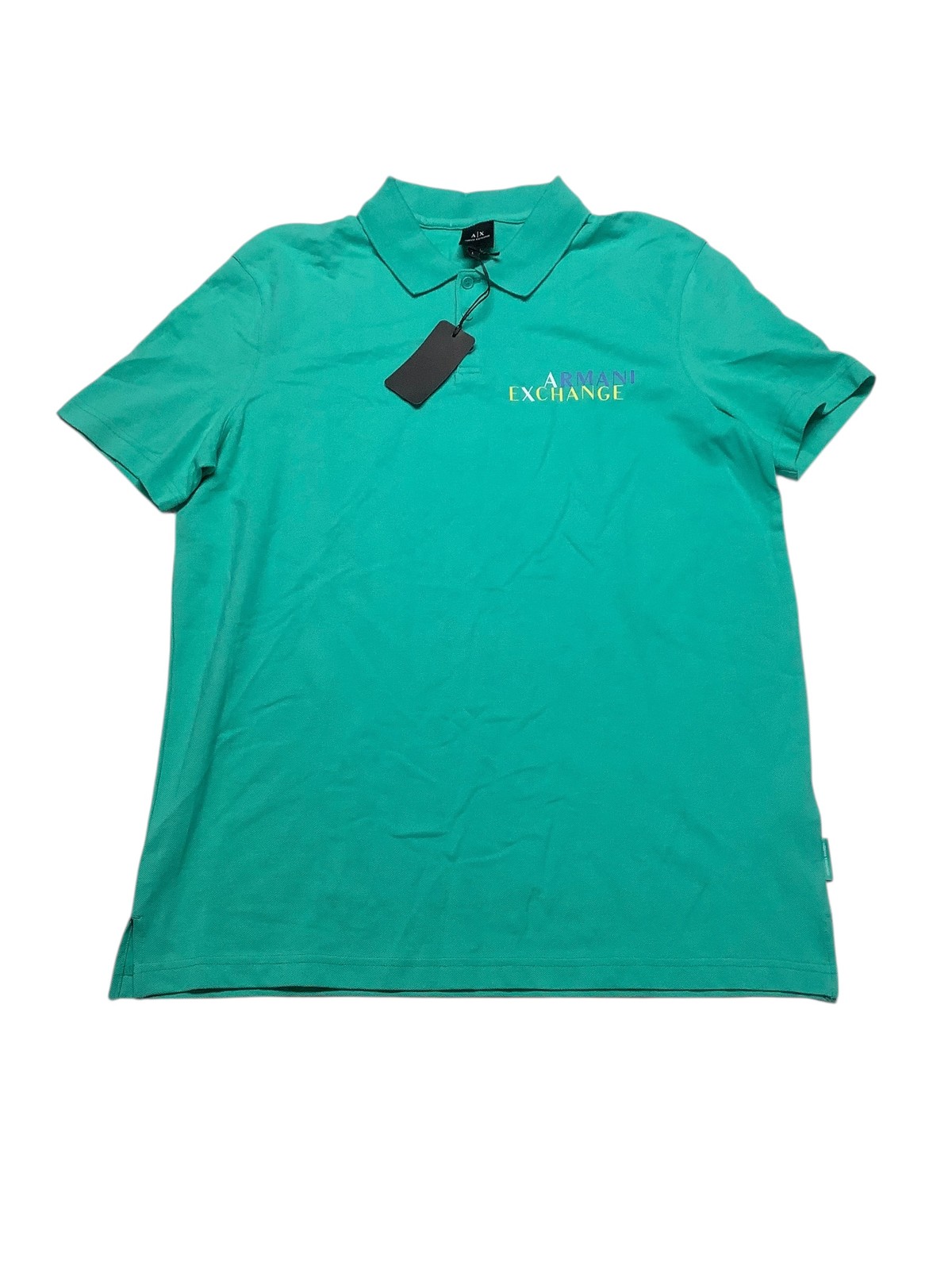 Мужская рубашка поло Ax Armani Exchange обычного покроя с коротким рукавом большого размера зеленого цвета однотонная 7590₽