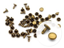 100 Sets Antique Brass Metal Double Cap Rapid Rivets Studs VTDC Craft 5 mm Cap