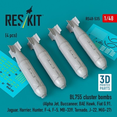 1/48 Reskit RS48-0535 BL755 cluster bombs (4 pcs) (Alpha Jet, Buccaneer, BAE Haw