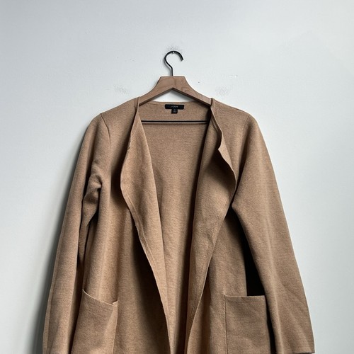 J. Crew Juliette Collarless Sweater Blazer Heather Khaki Wool Longline Pockets M - Picture 7 of 14