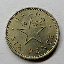 Ghana 6 Pence 1958 Copper-Nickel KM#4 UNC