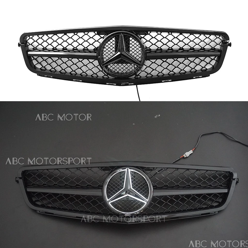 For Mercedes Benz W204 08-14 C180 C250 C300 C350 Black Front Grille W/LED Star Foto 4 de 4