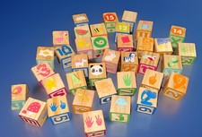 37 Alphabet Wooden Blocks Numbers ABCs 123s Letters Wood Learning Kids 400 