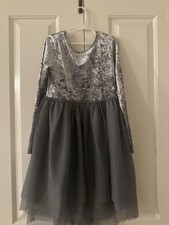 Girls cat  jack Grey Velvet Tulle Fully Lined Dress Size medium 7/8