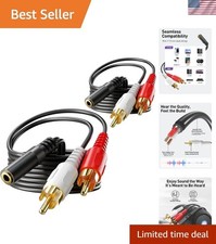 3.5 mm Female to 2 RCA Male Stereo Audio Cable 3FT, Gold Plated, 1/8 Inch Min...