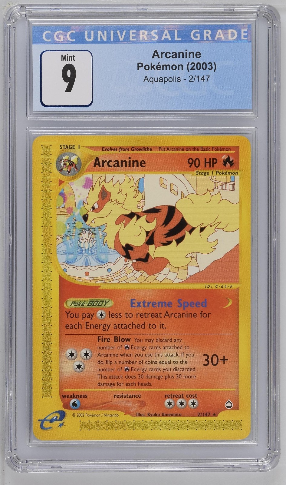 Arcanine 002/147 Aquapolis e-reader CGC 9