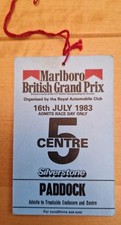 1983 British Grand Prix Paddock Admission Ticket
