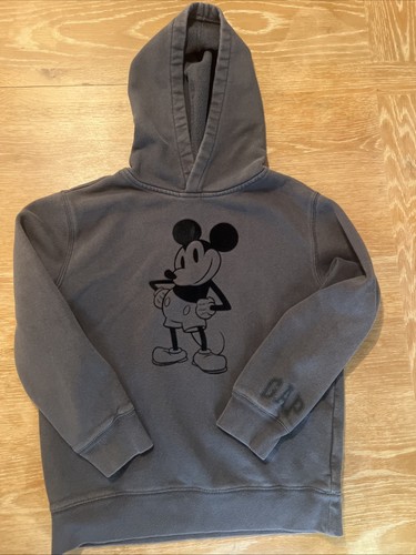 Gap Kids Large Disney Dark Gray Mickey Mouse Sweatshirt Hoodie Retro Y2K