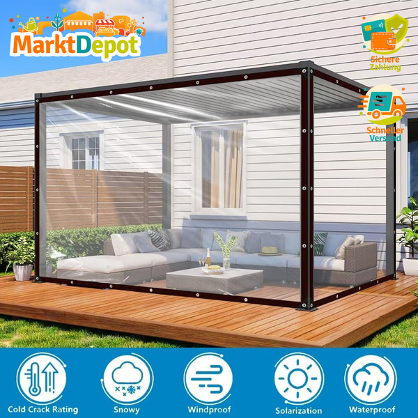 Abdeckplane Wasserdicht Transparent Mit ÖSen Tarp FüR Balkon GartenmöBel-image