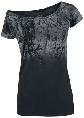Outer Vision T-Shirt Damen Marylin Spatolato schwarz/grau Basics, Festival