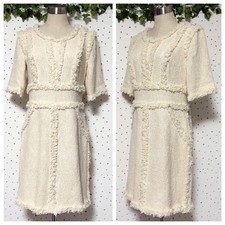 CHANEL Authentic Coco Decoration Fringe Short Sleeve Dress