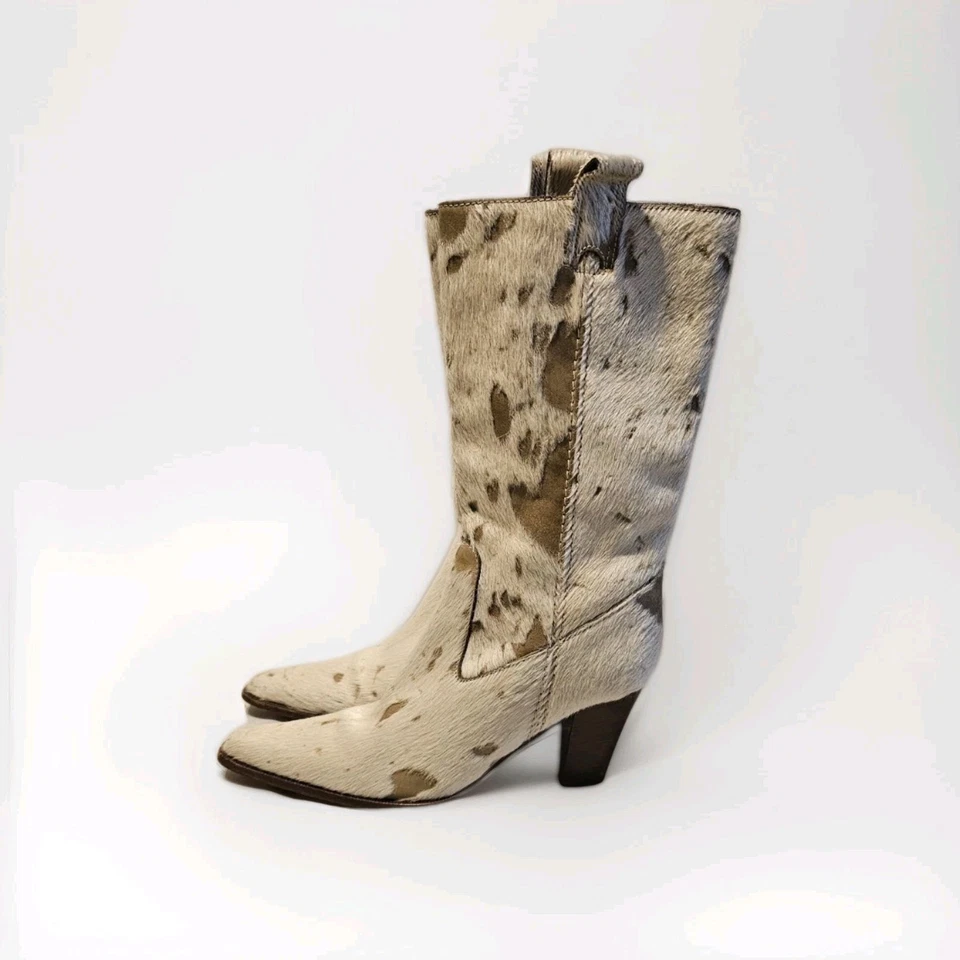 Botas de Vaquero Michael Kors Pelo de Poni Media Pantorrilla Talla 6M Extremadamente Raras Hechas en Italia Foto 3 de 4