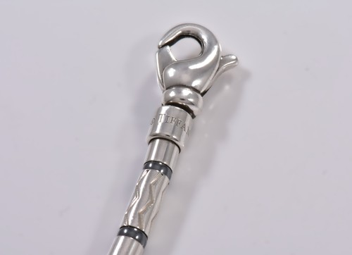 7.6" Tiffany & Co Silver Hematite Aztec Bead Link Bracelet in Pouch Rare Men's - Picture 5 of 6