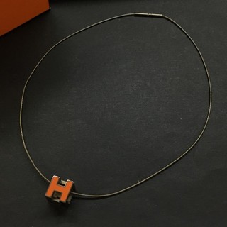 EGA HERMES Cage d'H Cube Silver Tone Pendant Necklace/3CF2124