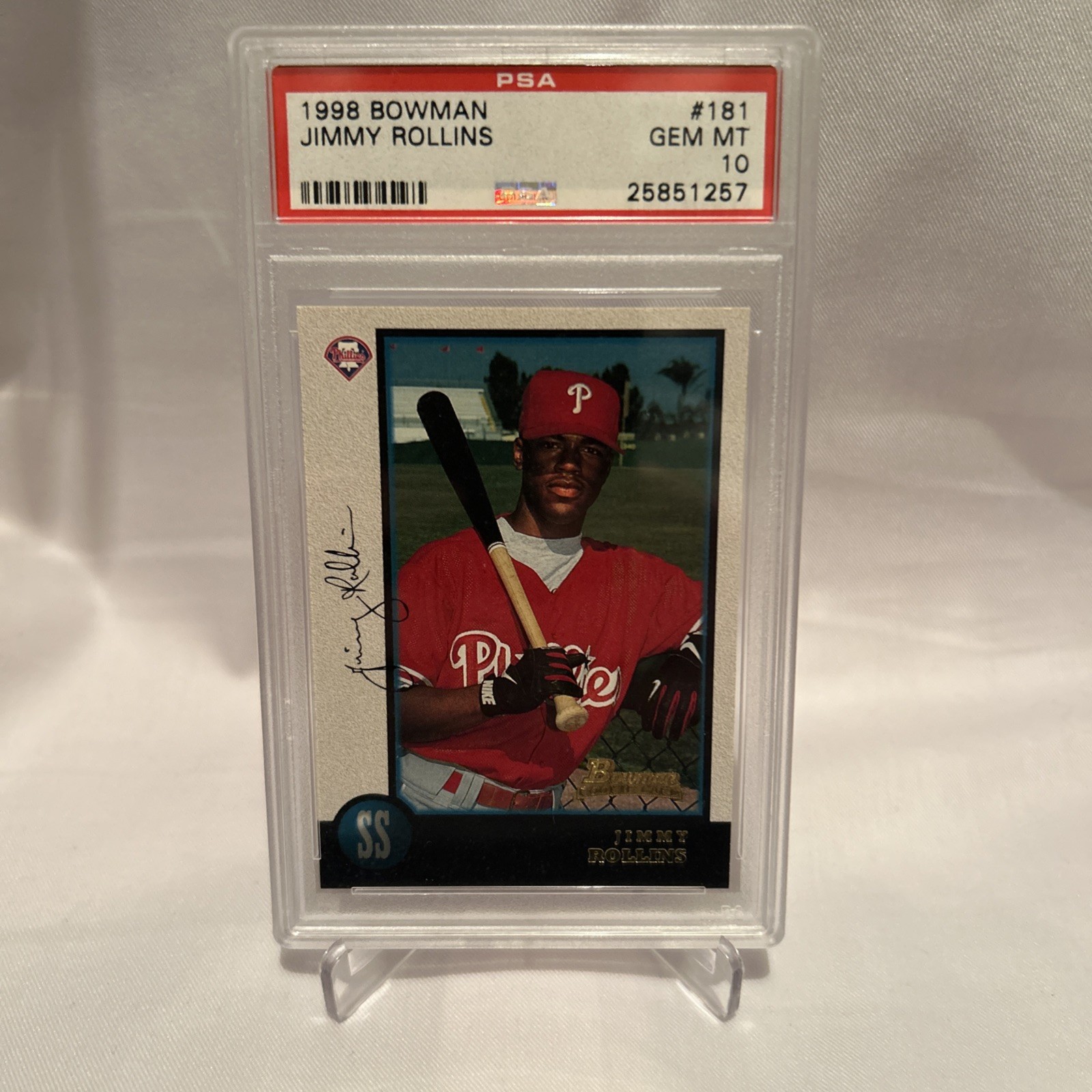 1998 BOWMAN #181 JIMMY ROLLINS ROOKIE CARD RC PSA 10