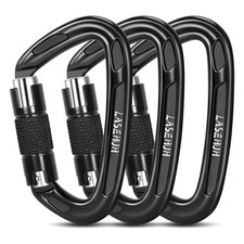 25KN Auto Locking Climbing Carabiner Clip D Shaped Twist Lock 3.93 Inch