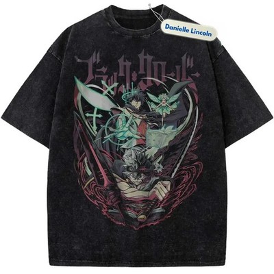 Black Clover Asta Yuno Retro Washed Graphic Anime Streetwear Tee