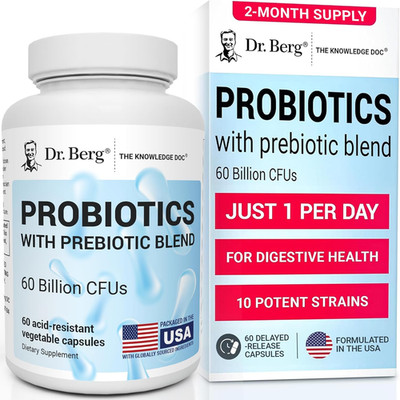 Dr. Berg Probiotic Supplement (60 Billion Cfus) - Helps Ease Occasional Constipa