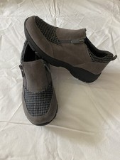 Lands' End All Weather Suede Double Zip Loafers Moccasins Gray - Size 8.5B