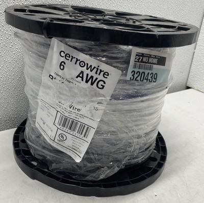 Cerrowire 500' 6 AWG Stranded THHN Building Wire, Black 112-4201J