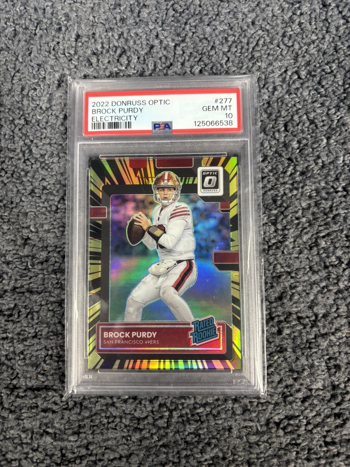 2022 Donruss Optic Brock Purdy Electricity Rookie #277 / PSA 10 /65