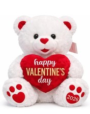 Valentine  s Day Decorative Teddy Bear 14 Inch   White Plush Accent with Heart