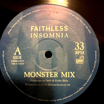 Faithless - Insomnia /  12'' Vinyl Maxi Original (Incl. famous Monster Mix)