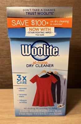 Woolite At Home Dry Cleaner 6 Cloths/3  Stain Wipes Fresh Scent NEW Discontinued