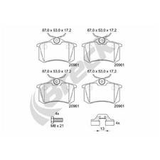Satz Bremsbeläge Bremsklötze hinten für Audi TT 8N3 8N9 | 26252088