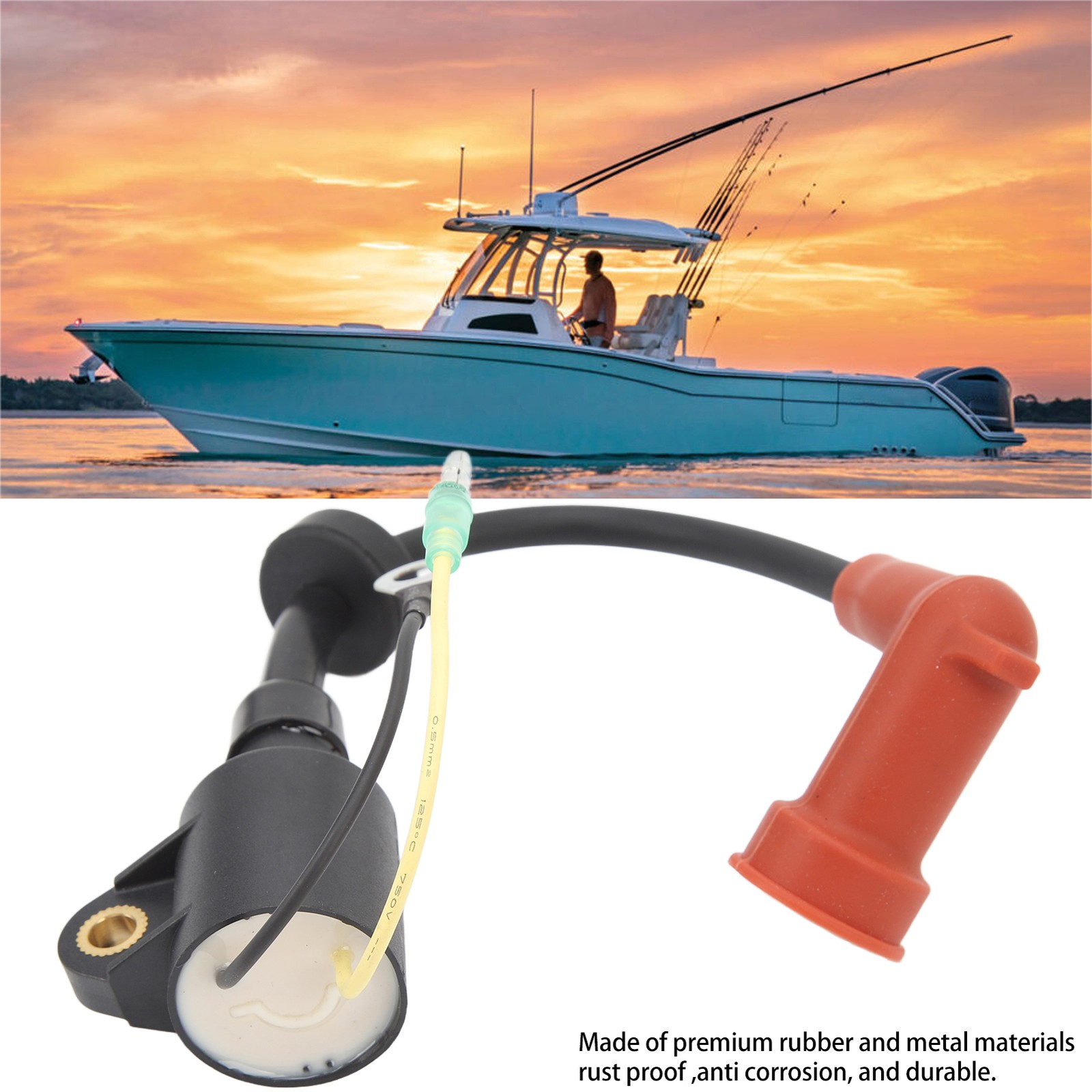 Outboard Ignition Coil Rubber Metal 63V 85570 00 Boat Engine Ignition Coil Repla