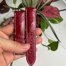 22/20 mm Padded Red Genuine OSTRICH Leg LEATHER SKIN WATCH STRAP BAND
