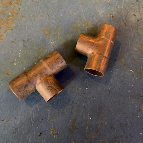 Lot of 2 - 3/4" Copper Tee Fittings CxCxC Sweat Solder Plumbing