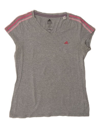 ADIDAS Womens Climalite T-Shirt Top UK 16/18 Large Grey Cotton BP02