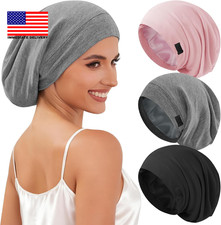 3Pcs Silk Satin Bonnet for Sleeping Hair Bonnet for Women Men                