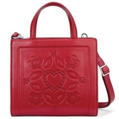 NWT Brighton Fashionista Deeply In Love Red Leather Square Tote MSRP $430