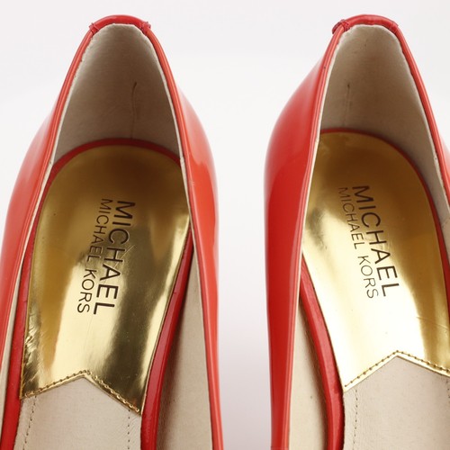 Michael Kors Womens Alina Flex Pump Size 9 Red Coral Patent Heel Dress Shoe - Picture 17 of 18