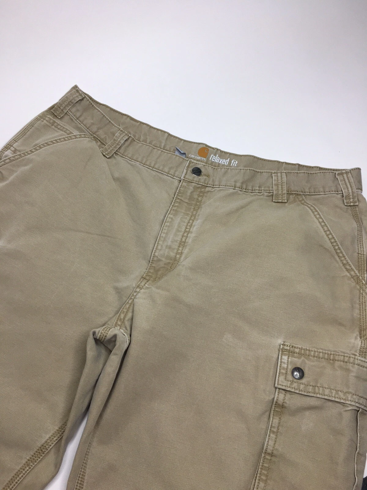 Men’s Carhartt Relaxed Fit Canvas Work Cargo Style Cotton Pants •W42 L32 *EUC