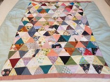 Handmade Machine Patchwork Baby Lap Quilt 38" x 43"