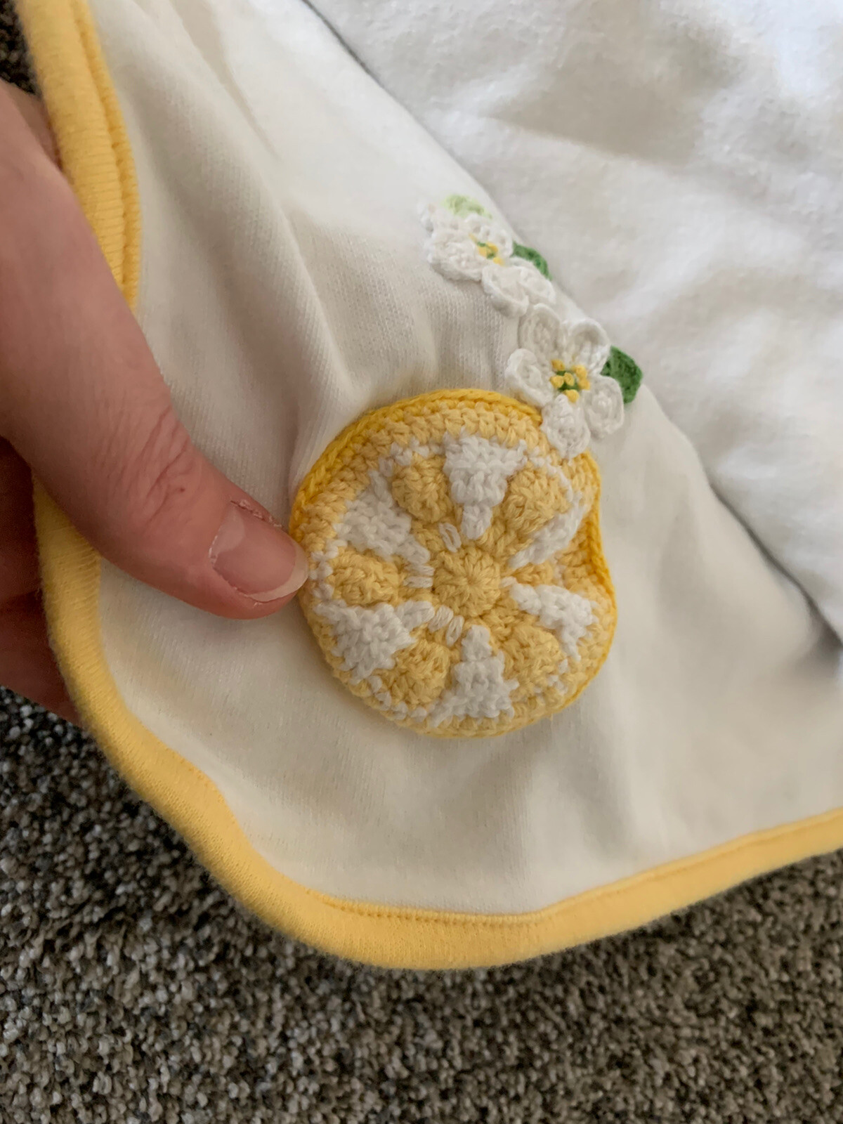 2006 Gymboree Baby Blanket Lemons Flowers Yellow Trim Double Layer
